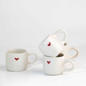 Πήλινο Φλυτζάνι Εσπρέσσο Λευκό Με Χερούλι Καρδιά